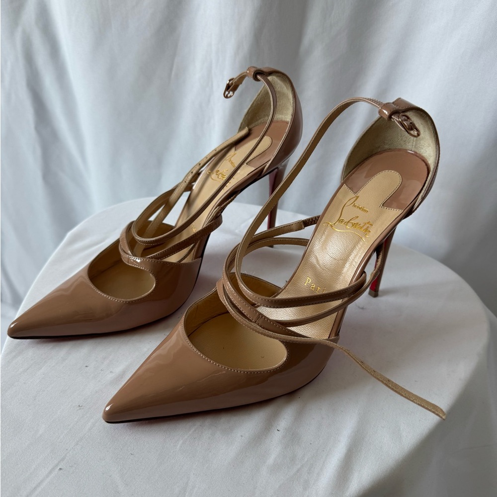 Christian Louboutin Tan Heels with Slingback Strap